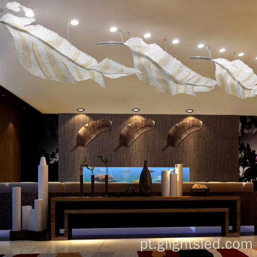 Lustre de luxo para decoração de interiores de lobby de hotel iluminação pendente de aço inoxidável cristal